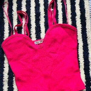 Zara Pink Ribbed Crop Top
